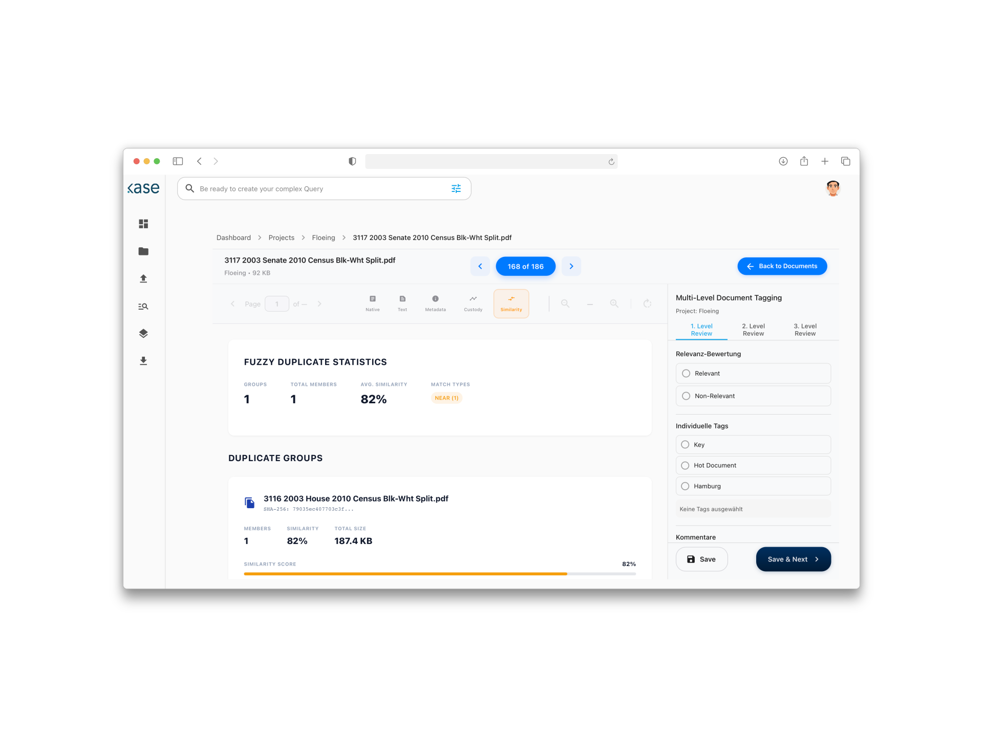 KASE Fuzzy Duplicate Detection — 82% Similarity
